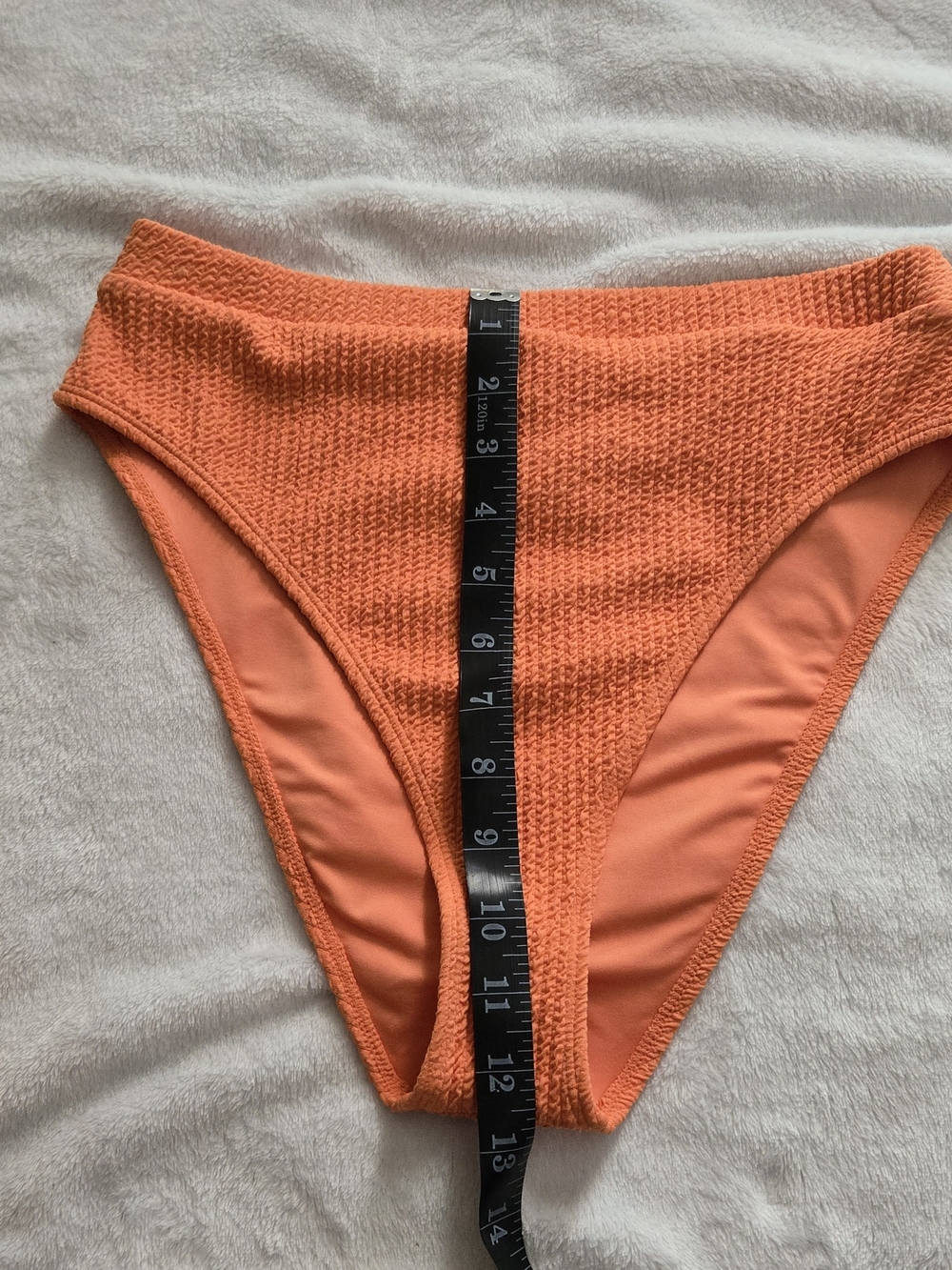NWT Forever 21 Orange Textured Smocked Bikini Set - High Waisted - Size L - Picture 10 of 11